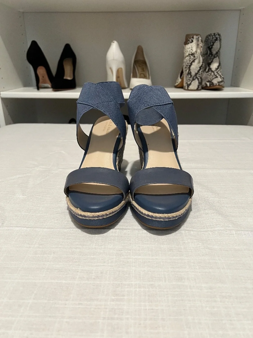 Cole Haan - Cloudfeel Espadrille Wedge Sandal - Blue Leather - Size 9 - NWOB